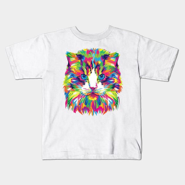 Colorful Artsy Artistic Rainbow Kitten Cat GiftS Kids T-Shirt by gillys